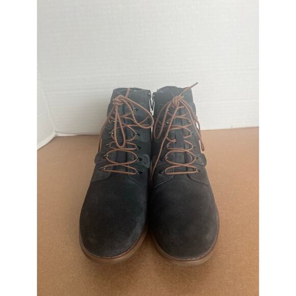 Earth Boone Navy Blue Gray Suede Lace Up and Zip Ankle Bootie Comfort Boots 7.5 - Picture 4 of 13